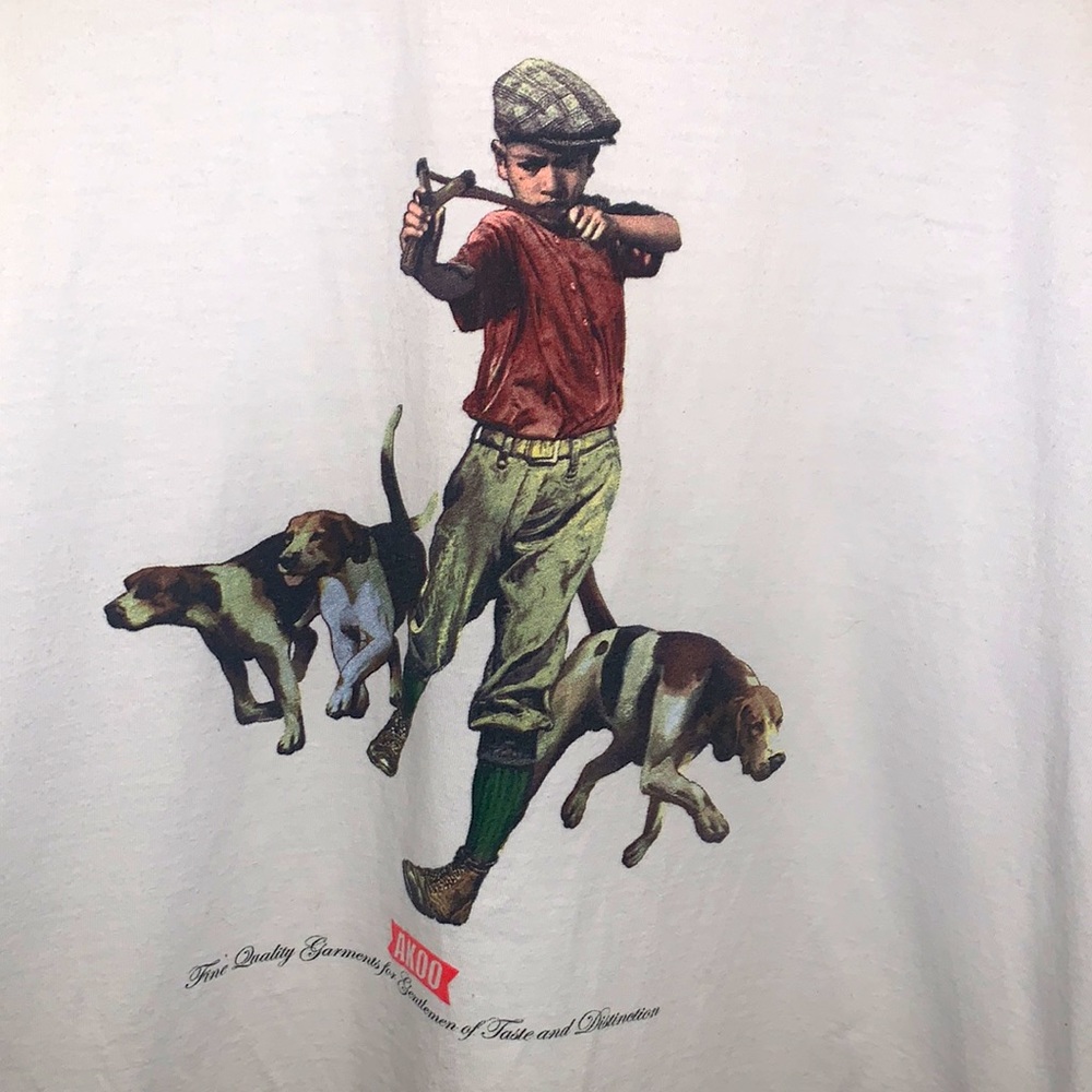 Akoo By T.I. Long Sleeve Tee XL White Slingshot Boy Dogs Graphic Scoop Cotton
